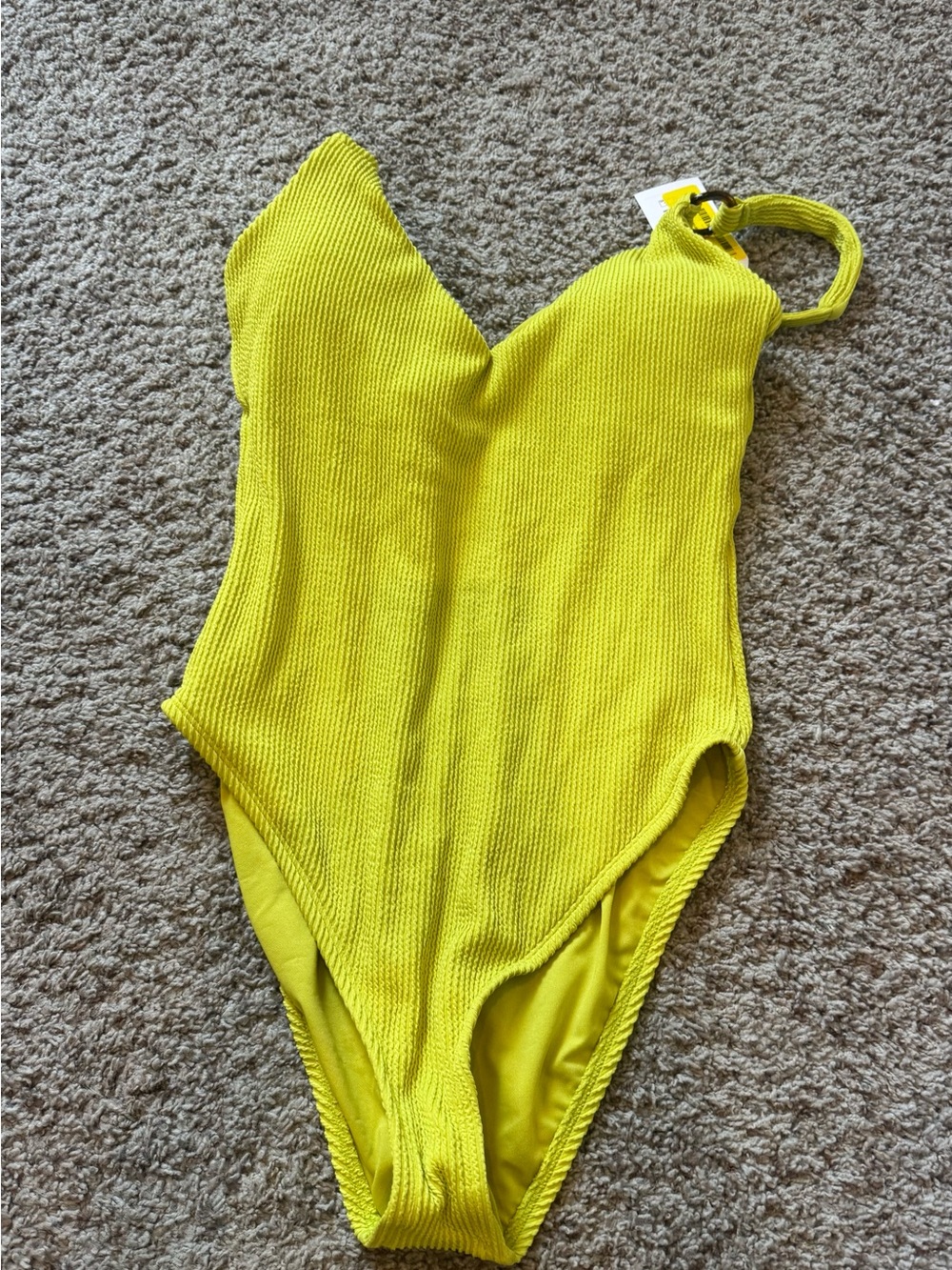 Time and Tru Yellow Ribbed One-Piece Swimsuit